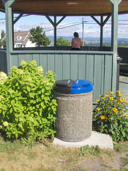 Couvercle pour poubelles publiques EcoloTOP utilisation dans un parc